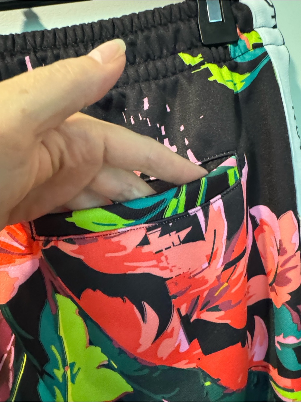 Nike Black Tropical Floral Track Pants with Neon Accents - Picture 6 of 10
